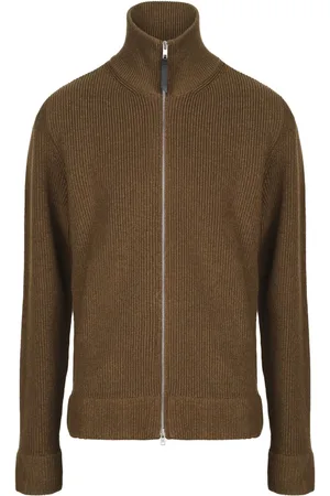 Maison Margiela Ribstrikket sweater med lynlås