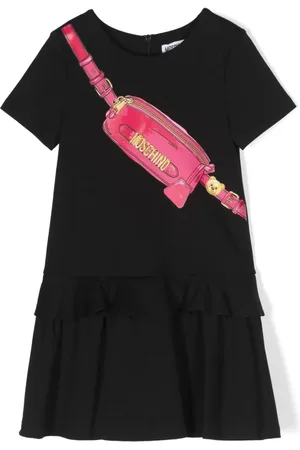 Moschino Kjole med flæsedetalje og grafisk tryk