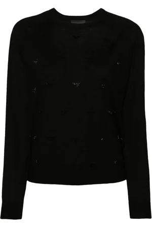 Emporio Armani Sweater i uld med rhinstenudsmykning