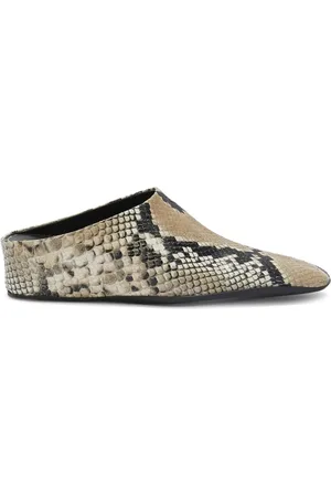 Jil Sander Mules i læder med slangeskindseffekt