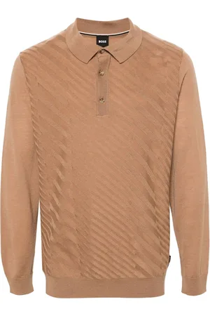 HUGO BOSS Intarsiastrikket trøje med polokrave
