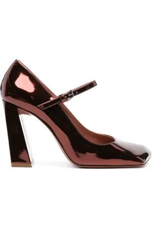 Amina Muaddi Charlotte 95mm pumps i lakeret læder