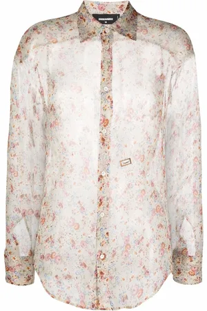 Dsquared2 Silkeskjorte med blomstertryk og bindedetalje