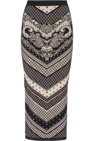 Balmain Strikket nederdel med monogram-mønster