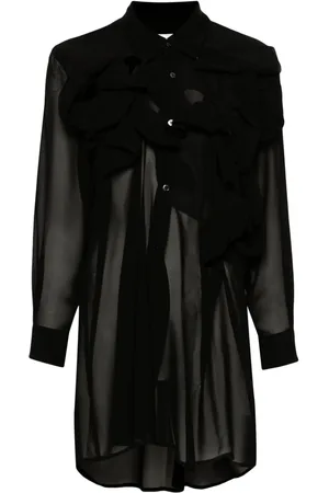 Comme des Garçons Semi-gennemsigtig skjorte med udskæringsdetalje