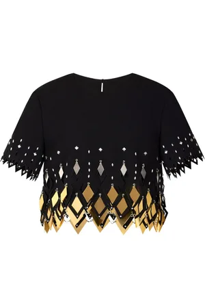Paco rabanne Cropped T-shirt med hængende detalje