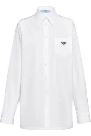 Prada Poplin-skjorte med trekantet logo