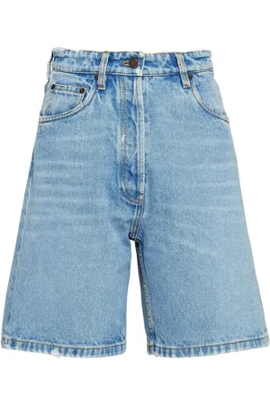Prada Højtaljede denimshorts med trekantet logo