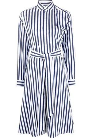 Ralph Lauren Stribet skjortekjole med lange ærmer