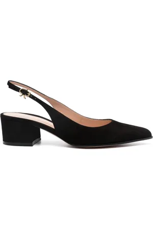 Gianvito Rossi 50mm slingback-pumps i ruskind med bånd