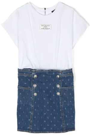 Balmain T-shirt-kjole med logoapplikation
