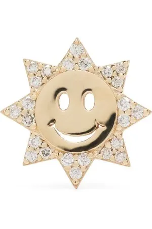 Sydney Evan Happy Face ørering i 14 karat gult guld med diamantudsmykning