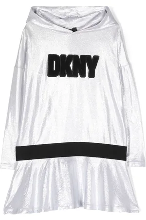 DKNY Lille skinnende taske med logomærke
