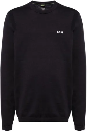 HUGO BOSS Ribstrikket trøje med logoapplikation
