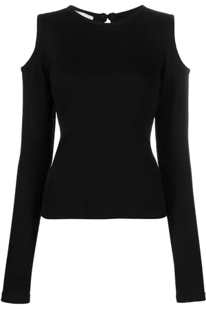 Ioana Ciolacu Finribbet top med cold-shoulder-snit