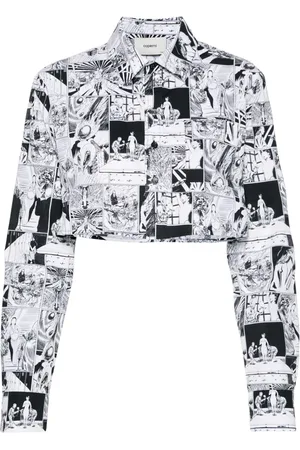 COPERNI Cropped skjorte med tegneserietryk