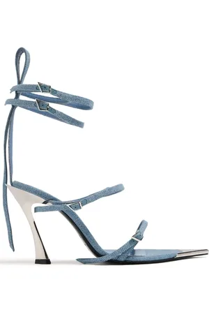 MUGLER Fang 95mm denimsandaler med remme