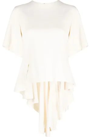 Céline Silkebluse med peplum-kant