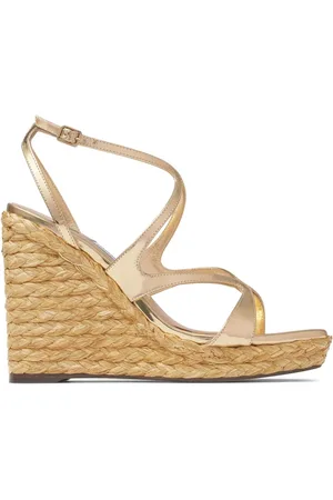 Jimmy Choo 110mm Ayla sandaler i bast med kilehæl
