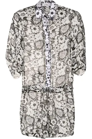 AMIR SLAMA Playsuit i silke med blomstertryk