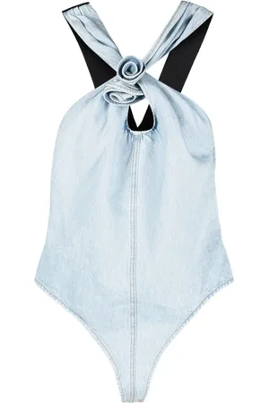 COPERNI Bodysuit i denim med blomsterapplikation