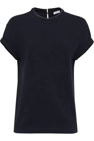 Brunello Cucinelli T-shirt med knapper på ryggen