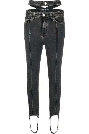 ANDREADAMO Skinny-jeans med bånd under foden
