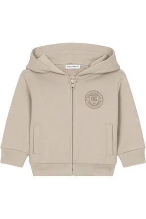 Dolce & Gabbana Hættetrøje med broderet logo og lynlås