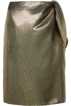 Saint Laurent Nederdel i lamé med knudedetalje