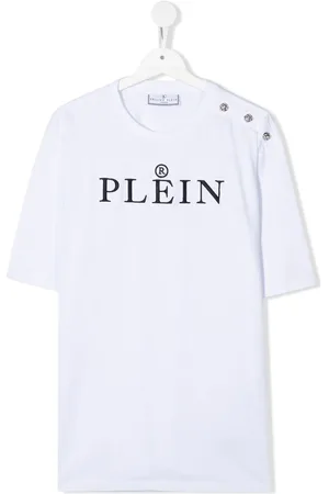 Philipp Plein T-shirt med skulderknapper og logo på brystet