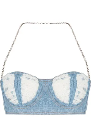 GCDS Ribbet cropped top i forvasket denim