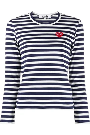 Comme des Garçons Stribet top med logomærke