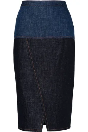 Fendi Tofarvet midi denimnederdel