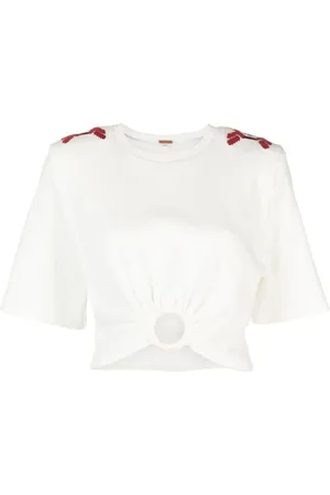 JOHANNA ORTIZ Cropped Ensenada T-shirt med broderi