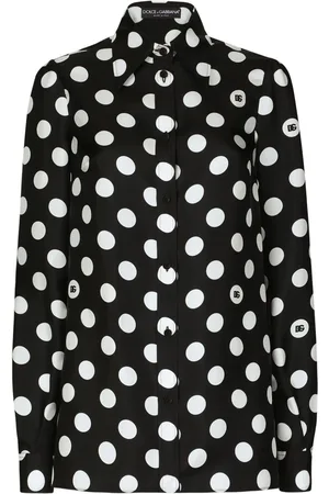 Dolce & Gabbana Polkaprikket skjorte i silke-twill