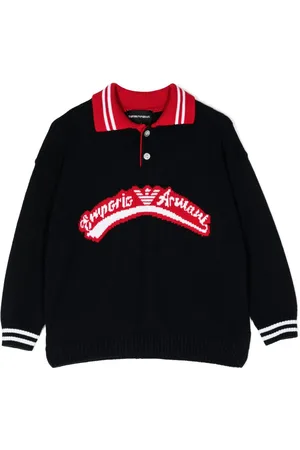Emporio Armani Intarsiastrikket trøje med logo