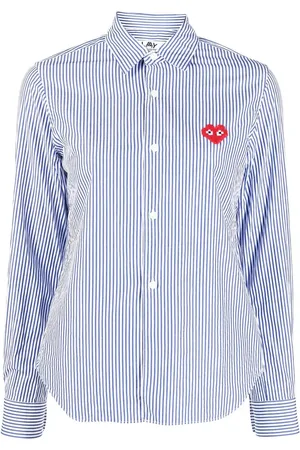 Comme des Garçons Stribet skjorte med logomærke