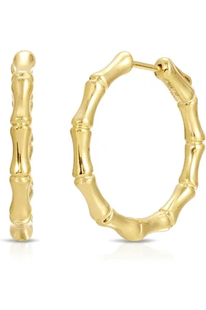 Anita Bamboo hoop-øreringe i 18 karat guld