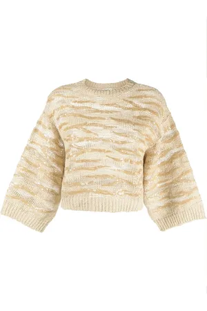 Brunello Cucinelli Cropped striktrøje med pailletudsmykning