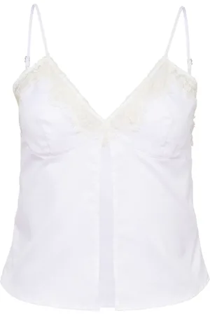 FLEUR DU MAL Poplin-top med blondepanel