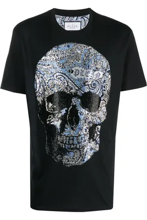 Philipp Plein T-shirt med rund hals og paisley-dødningehoved