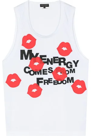 Comme des Garçons Tanktop med rund hals og læbetryk