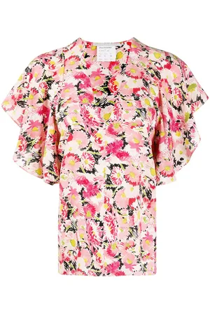 Stella McCartney Blomstret bluse med flounce-ærmer