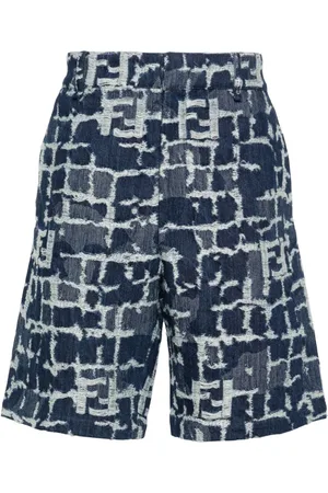 Fendi Denimshorts med FF-slitageeffekt