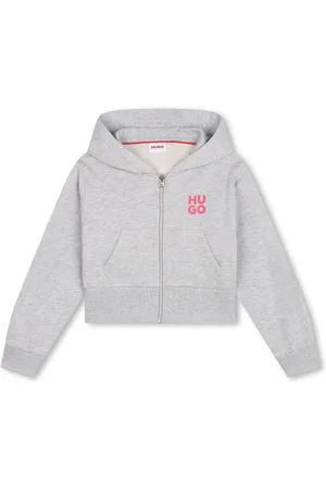 HUGO BOSS Hættetrøje med logotryk og lynlås