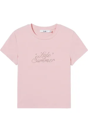B+AB T-shirt med rund hals og rhinsten-slogan