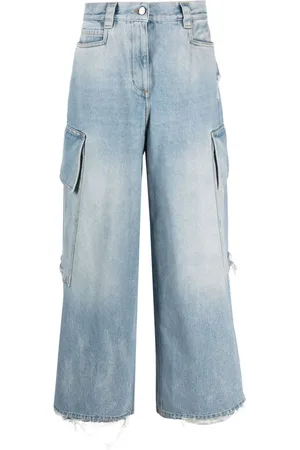Palm Angels Jeans med brede ben og ribbet detalje