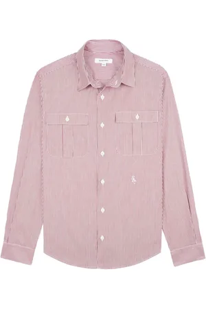 Sporty & Rich Stribet Utility skjorte med broderet logo