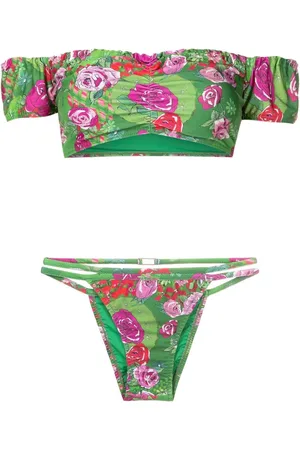 AMIR SLAMA Blomstret top med off-shoulder-snit