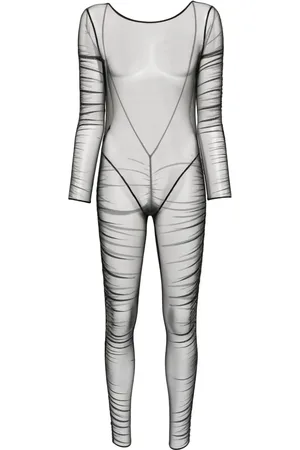 MAISON CLOSE Gennemsigtig catsuit i mesh med ruche